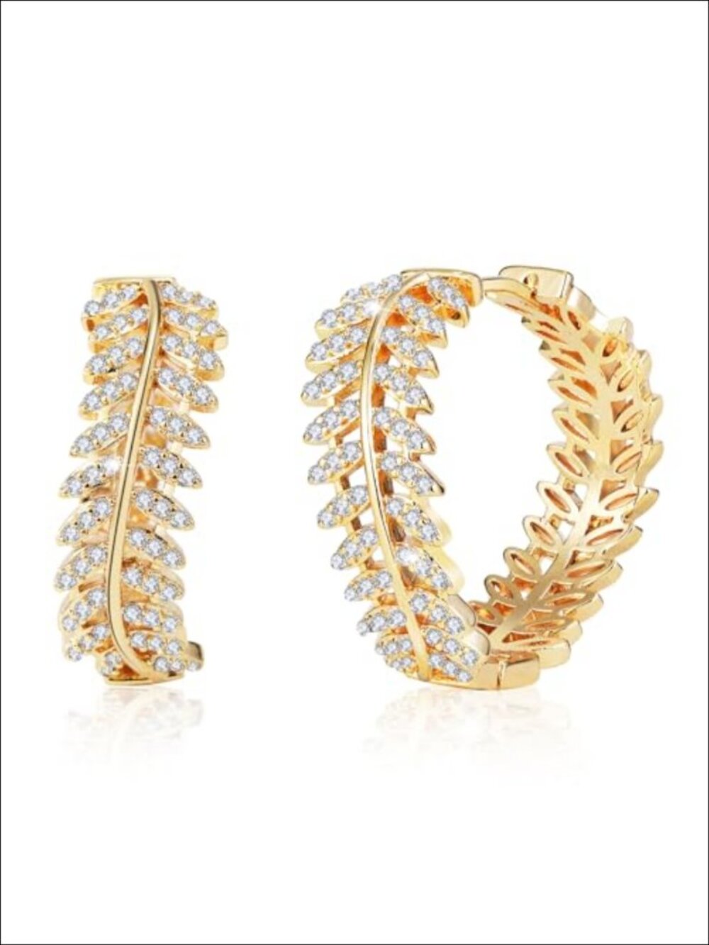 18K Gold Plated Cubic Zirconia Hoop Earrings Hypoallergenic